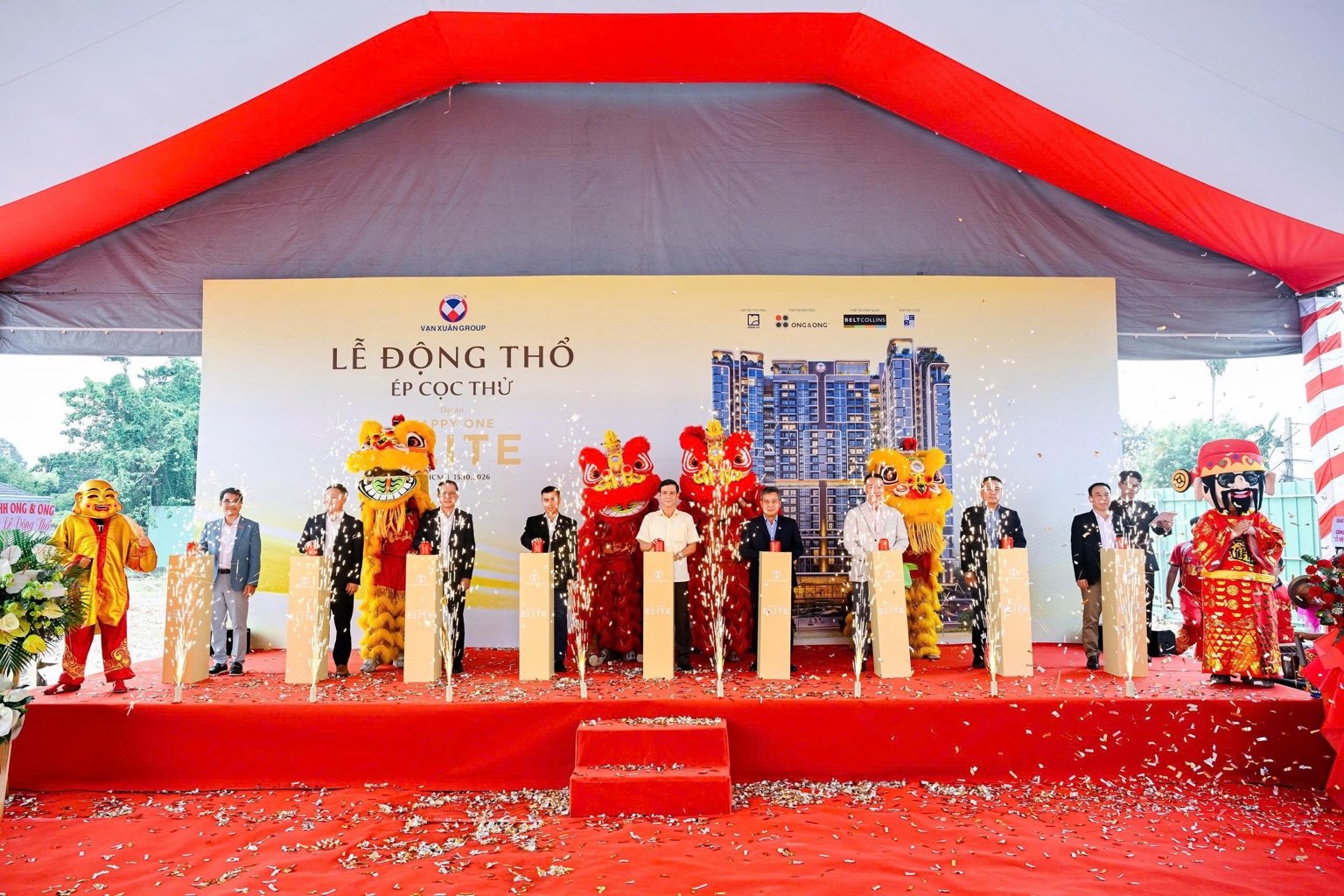 Nghi thức động thổ và ép cọc thử dự án Happy One Elite ngày 15/10/2026